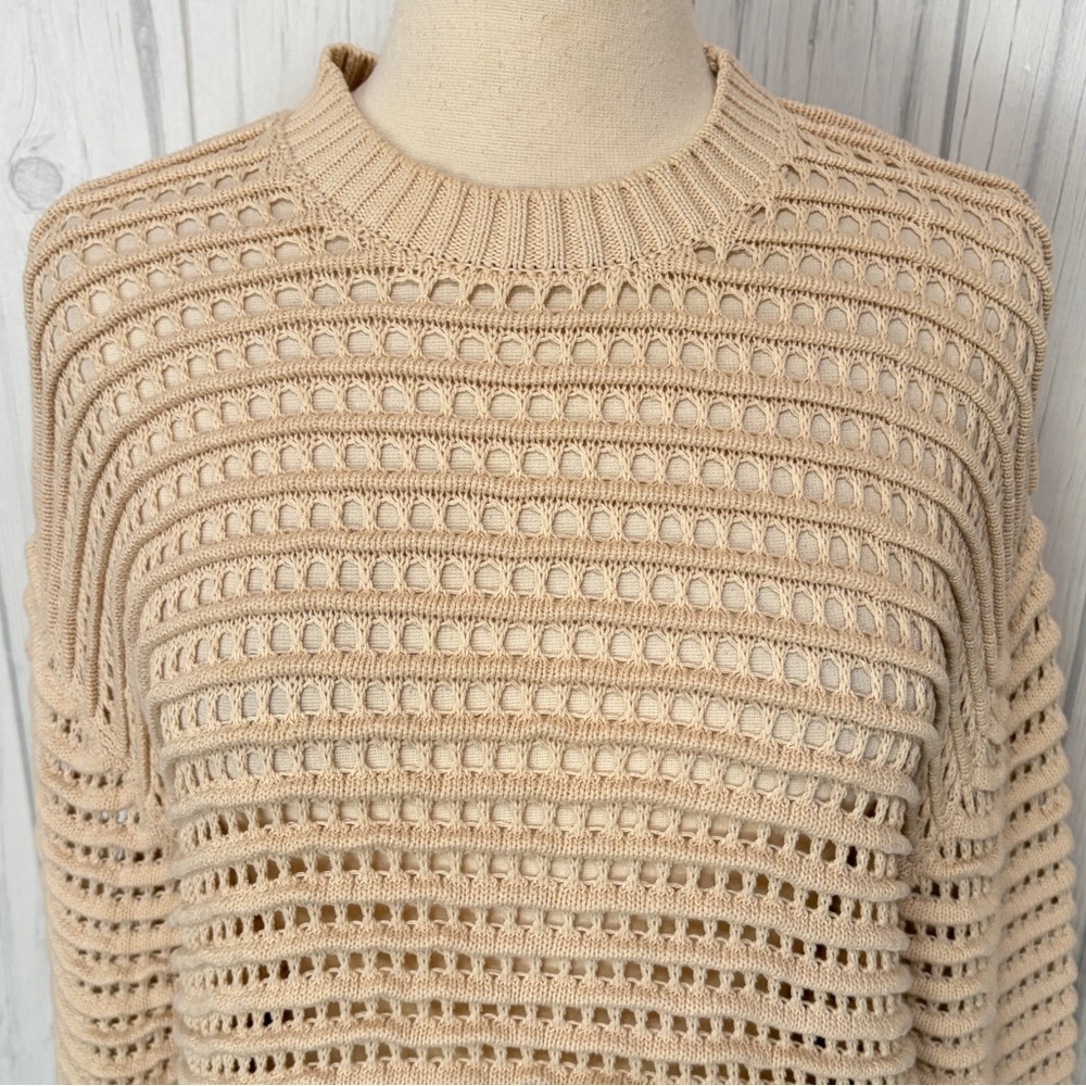 ZARA Oversized Chunky Open Knit Sweater in Beige, S/M - Picture 3 of 12
